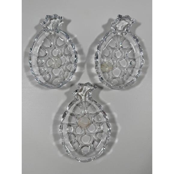 Vintage Clear Pressed  Mini Glass Pineapple Candy Dishes Set of 3 - Picture 5 of 5